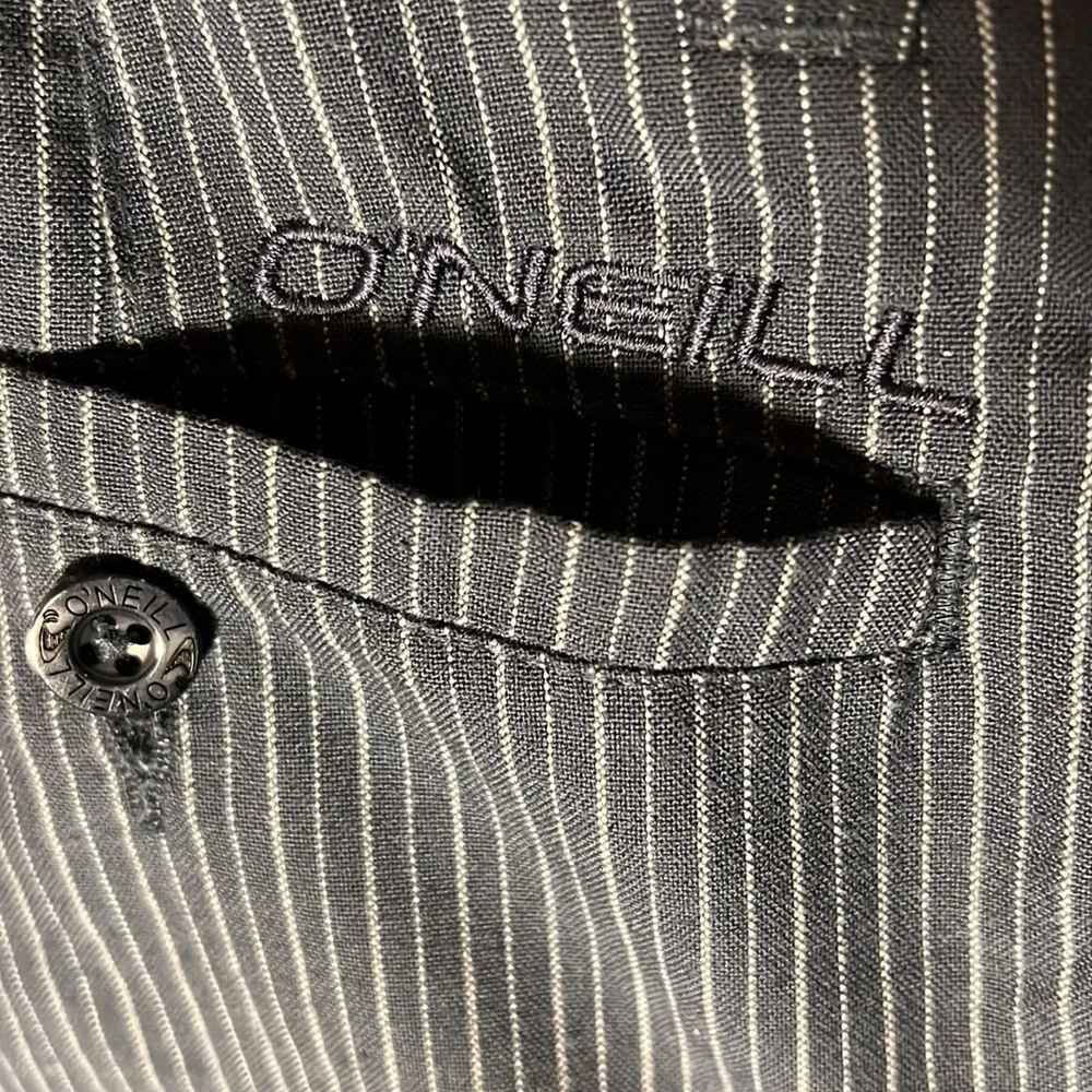 O’Neill Mens Vertical Striped Shorts Size Waist 34” Inseam 10” Color Blue/White